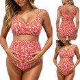 thumbnail image 5 of Gyujnb Maternity Two Piece Bikini Set Floral Print High Waist Square Neck Pregnancy Bathing Suit,L, 5 of 8