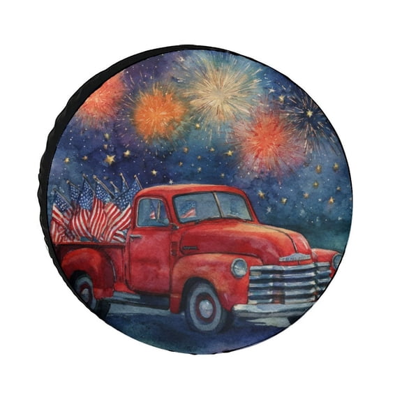 Camping Spare Tire Cover Truck Fireworks Wheel Protectors Tire Covers Weatherproof Wheel Covers Fourth of July Accessories Decor Tire Cover for Camper Travel Trailer SUV Truck 12inch