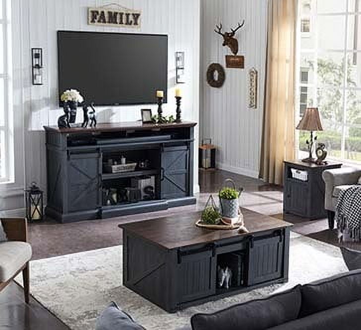 SinCiDo Living Room Furniture Sets of 3, 75 inch TV Stand, Lift Top Coffee Table, End Table with Charging Station, Farmhouse Decor