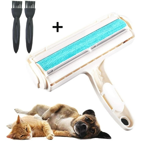 Pet Hair Remover with Self-Cleaning Base Double-Sided Dog & Cat Hair Lint Remover Brush Reusable Cleaner Remove Dog, Cat Hair from Furniture, Carpets, Bedding Clothing & (Best Way To Remove Dog Hair From Car Carpet)
