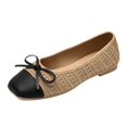 thumbnail image 2 of Willtoo Women’s Bow Decor Square Toe Ballet Flats, Woven Slip‑On Casual Dress Flats Lightweight Low‑Heel Walking ShoesNon Slip Daily Business Work Shoes, 2 of 5