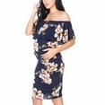 thumbnail image 5 of Taqqpue Ruffle Off Shoulder Fitted Maternity Dress Floral Printed Ruched Side Bodycon Dress Formal Pregnancy Dress for Baby Shower Photography, 5 of 6