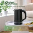 thumbnail image 3 of Kettle Stainless Steel, Mini Travel Kettle For 0.8 Liter, 600 Watt Electric Kettle, Double Wall Design, Overheat Protection, Quick Boil Function, Quie, 3 of 5