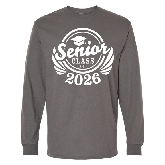 Inktastic Senior Class of 2026 in White with Graduation Cap Long Sleeve T-Shirt