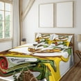 thumbnail image 3 of Ambesonne Beach Fitted & Top Sheet Set with Shams, Message in Bottle Summer, White Green Yellow, 3 of 8