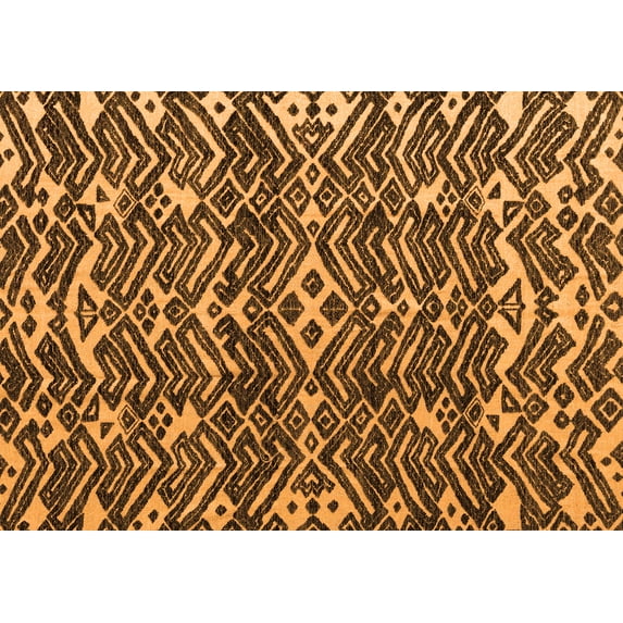 Ahgly Company Indoor Rectangle Abstract Orange Modern Area Rugs, 6' x 9'