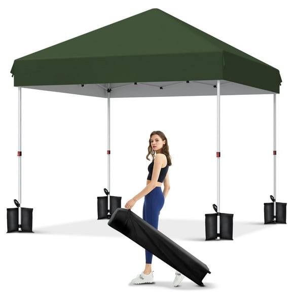 Garvee 10 x 10 Ft Pop-up Canopy, One Button Push Setup, Heavy Duty, Portable Roller Bag, Green
