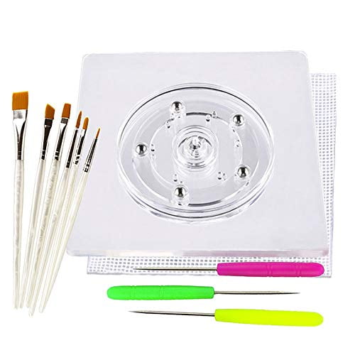 Cookie Decorating Supplies,Cake Sugar Icing Cookie Tools including 1 Acrylic Cookie Turntable,6 Cookie Decoration Brushes,1 Anti-Slip Silicone Mat and 3 Cookie Scribe Needle
