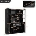 thumbnail image 3 of 74.1" Tall Wine Cabinet with Wine Rack & Glass Holder, 4-Door Storage Cabinet with Drawer & Open Shelves, Multifunctional Bar Cabinet with Door Storage for Dining Room, 3 of 21