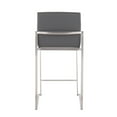 thumbnail image 3 of Fuji Contemporary High Back Counter Stool In Stainless Steel And Grey Faux Leather - Set Of 2, 3 of 8