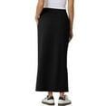 thumbnail image 5 of Women’s Midi Skirt with Elastic Waistband Drawstring and Side Slit Casual Straight Fit Soft Fabric Suitable for Daily Wear Black M, 5 of 8