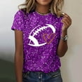 thumbnail image 2 of Womens Sequin Football T-Shirts 2025 Game Day Casual Loose Short Sleeve Tees Crewneck Vintage Fashion Tops, 2 of 5