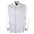 thumbnail image 1 of FDM - Chaqueta Béisbol/Universidad USA/ Rugby Unisex Hombre/Mujer (Gris jaspeado/ Blanco), 1 of 2