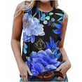 thumbnail image 1 of Débardeurs à Col Rond pour Femmes, Hauts d'Été Imprimés, Chemises Cami Décontractées, Blouses S-TTTG, 1 of 5