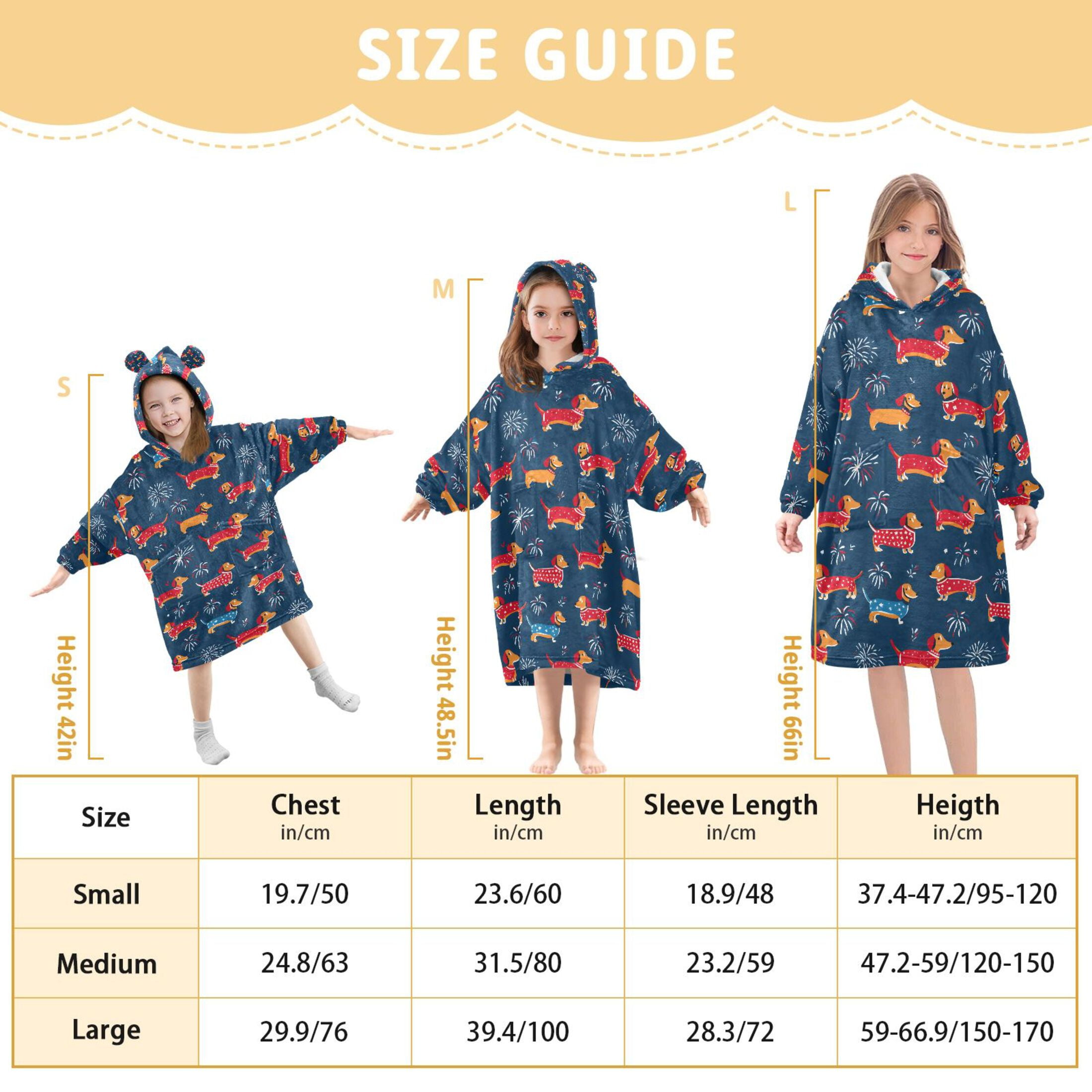 joogoo Blanket Hoodie for Dachshund Cute Dogs Oversize Sweatshirt 3-14 YR L