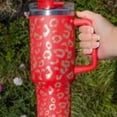 thumbnail image 6 of Lashicorn 40 Oz. Tumbler with Handle and Straw Red Leopard Silver 10 tall Cup lid included Insulated Stainless Steel Vacuum Travel Mug Boutique Cheetah Print, 6 of 6