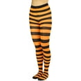 thumbnail image 3 of ToBeInStyle Women's Full Footed Wide Striped Tights - Black And Orange- One Size Regular, 3 of 6
