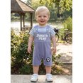 thumbnail image 5 of BemeyourBBs Newborn Baby Boys Golf Football Game Day Outfit Infant Baby Boy Spring Summer Fall Clothes Striped Short Sleeve Romper and Letter Ball Embroidery Overalls Shorts Set, 5 of 9