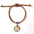 thumbnail image 1 of Geometry Squama Flowers Pattern Japan Bracelet Leather Hide Rope Wristband Brown Jewelry, 1 of 3