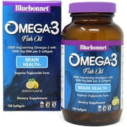 Bluebonnet Nutrition Omega-3 Brain Health - Supports Cognitive Function and Mood -120 Lemon Softgels