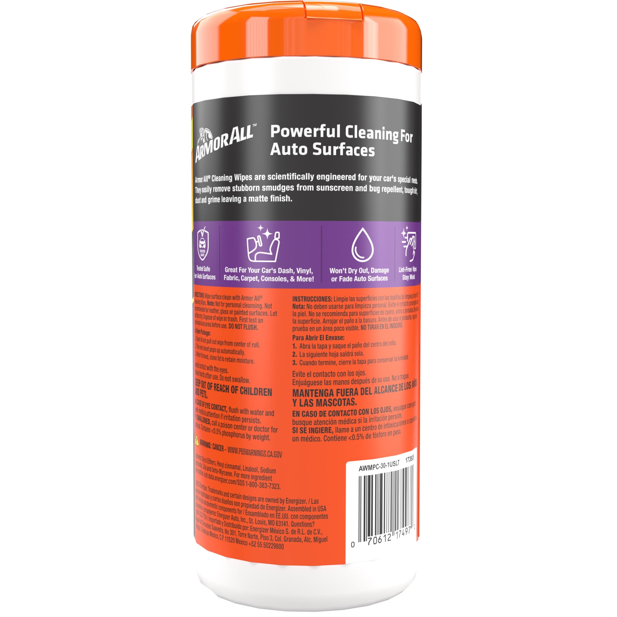 Armor All Interior Car Cleaning Wipes, 30 Count