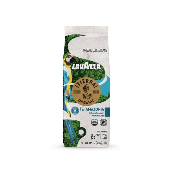 Lavazza ¡Tierra! for Amazonia Whole Bean Coffee, Medium Roast, 100% Arabica, 10.5 oz Bag