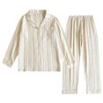 thumbnail image 2 of Pijamas de doble capa de gasa a rayas para hombres y mujeres, ropa de dormir para parejas, pantalones de manga larga de algodón, ropa de casa para otoño, 2023, 2 of 4