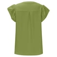 thumbnail image 5 of MIXUE Womens Summer Tops Solid Color Textured V Neck Ruffle Sleeve Casual Dressy Business Work T-shirts Holiday Wear,Green,L, 5 of 7