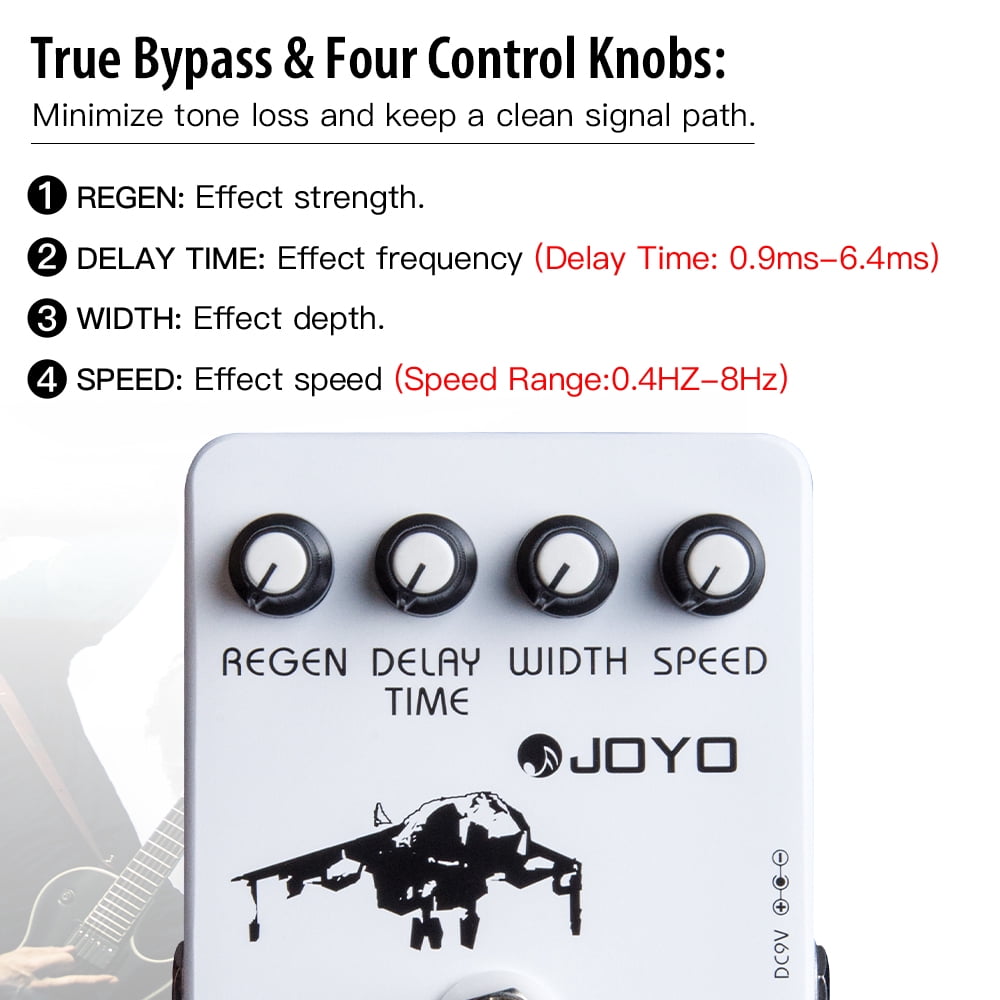JOYO JF-07 Classic Flanger Effect Pedal Metallic Flanger & Rapid Tremulous Vibrato for Electric Guitar