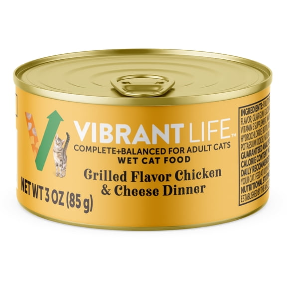 Vibrant Life Delight Grilled Chicken & Cheese Wet Cat Food, 3 oz Can