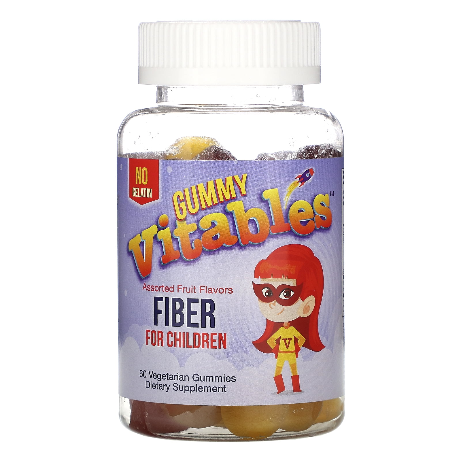 Vitables Gummy Fiber For Children, No Gelatin, Assorted Fruit Flavors
