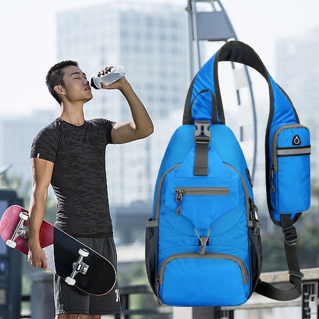 FENOHREFE Mans Large Chest Pocket Sling Bag Backpacks Nylon Crossbody Bag Casual Daypacks Outdoor Shoulder Backpacks Chest Bag