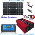 thumbnail image 1 of Kit de sistema de panel solar con inversor de corriente para automóvil de 4000 W, 12 V a 110 V, 220 V, con pantalla LED, transformador de voltaje de onda sinusoidal modificada, 12 V a 220 V, rojo, 1 of 5