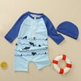 thumbnail image 2 of Rovga Summer Holiday Baby Boys Girls 12M-5Y Cartoon Printed Bodysuits Swimsuit Bathing Suit Beach Wear Swimwear Hat Set Beachwear, 2 of 7