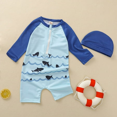 

Gubotare Cartoon 12M-5Y Printed Pieces Boys Baby Bathing Wear Beach Set Girls Summer Swimsuit 1 Suit Bathing Suit with Short Sky Blue 2-3 Years