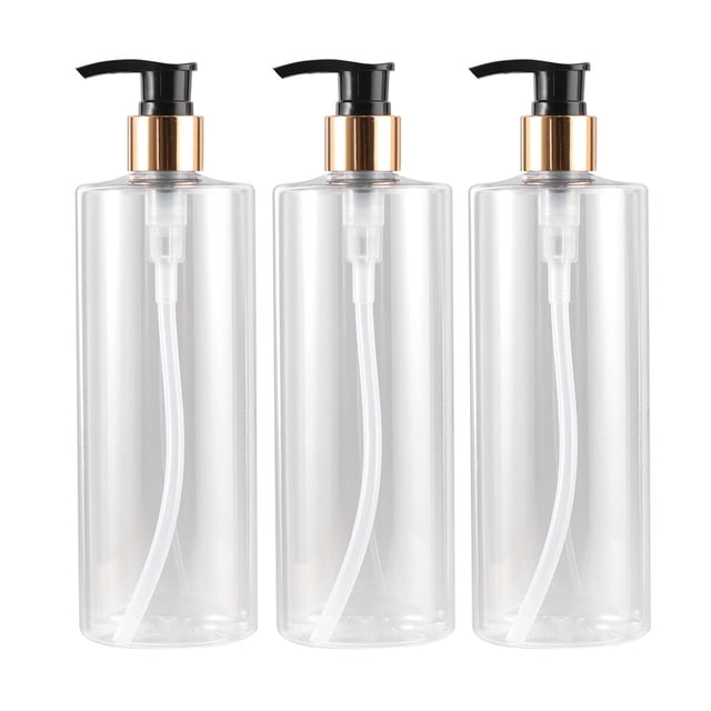 KAKOWELY 3 Pcs Bouteilles de Lotion Vides 500ml Contenants en Plastique pour Articles de Toilette Réutilisables Émulsion Liquide Savon Contenant sous-Emballage Bouteille d'Émulsion pour Salle de Bain (Style Pompe Aléatoire)