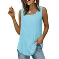 thumbnail image 2 of Yubnlvae Women's Square Neck Tank Top - 2025 Summer Vintage Style Sleeveless Blouse - Casual Breathable Cotton Vest (S-XXL) (Light blue | L), 2 of 5