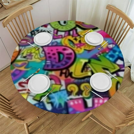 

Sheronv Colorful Fish Round Tablecloth - Stain Resistant & Washable for Indoor/Outdoor Use - Perfect for Kitchen Dining Wedding Parties - 100% Polyester Fabric 42 -46