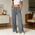 thumbnail image 7 of Yoga Pants for Women Elastic Waist Pocket Sport Wide Leg Pants Casual Solid Color Running Trousers, 7 of 7