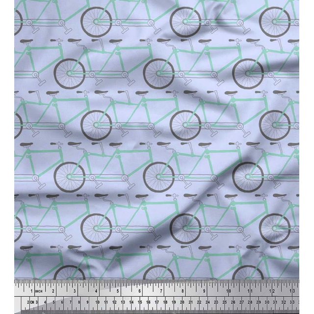 Soimoi Cotton Cambric Fabric Bicycle Transport Printed Fabric 1 Yard 42 Inch Wide