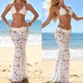 thumbnail image 2 of Lerpwige Women Two Piece Halterneck Swimming Costume Floral Swimwears with Beach Skirt, 2 of 15
