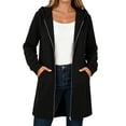 thumbnail image 5 of QIYAGBSA Hoodies for Women Zip Up Longline Hooded Sweatshirt with Front Pockets Casual Fall Winter Outerwear (Black, M), 5 of 7