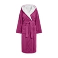 thumbnail image 6 of Womens Hooded Fleece Robe, Soft Bathrobe for Womens, Cute Long House Coat Hot Pink M(M), 6 of 6