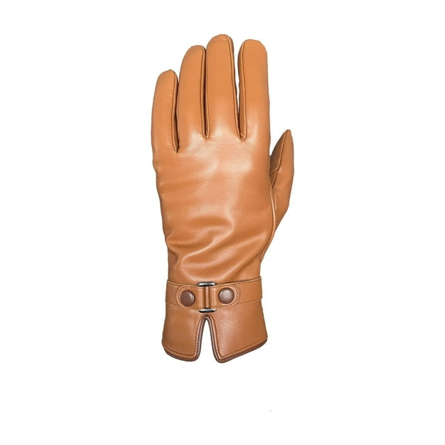 Gant en Cuir Véritable pour Femmes avec Garniture Contrastante
