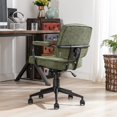 thumbnail image 3 of DUOMAY Retro Home Office Computer Desk Chair with Armrest, Modern Mid Back Swivel Task Chair Rolling Adjustable Office Guest Chair for Home Office, Green, 3 of 17