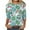 Blue, variant on Giftesty Women's Short Sleeve Retro Round Neck Printed Loose Tops Blouse Three Quarter Sleeve