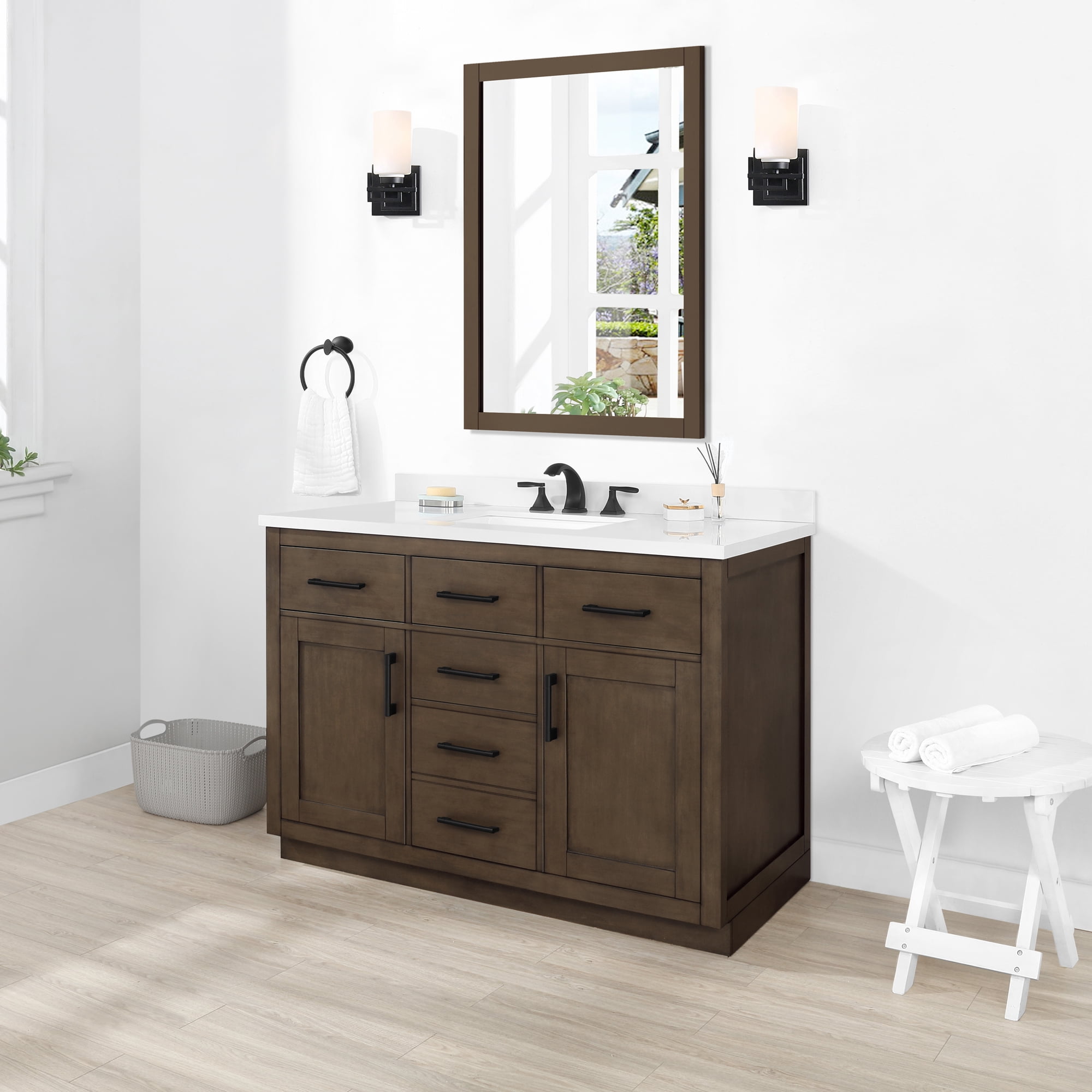 Ove Decors Bailey 48 W x 22" D Freestanding Bathroom Vanity with Sink, Almond Latte