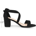 thumbnail image 2 of BLISSFUL STEP Women's Solid Color Open Toe Cross Strap Mid Chunky Heel Sandals, 2 of 7