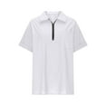 thumbnail image 5 of nerohusy V Neck Linen T Shirts for Women Half Zip Short Sleeve Tops with Pocket Casual Solid Color Lapel Collar Blouses,White,XXL, 5 of 8