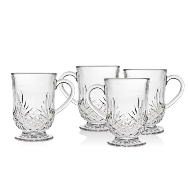 Godinger Coffee Mug Set Set of 4 Glass Coffee Mugs Cups with Handle for Hot Beverages Tea Cups Large Mug Coffee Gifts 15oz.